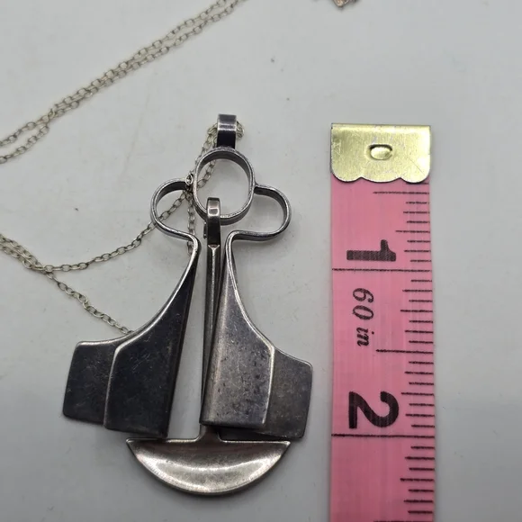 Vintage David Andersen Abstract Modern Sterling Silver Pendant Necklace - Picture 6 of 7